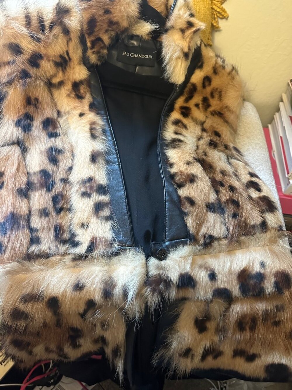 Designer Jad Ghandour Fur & Leather Statement Vest – Leopard Print - Picture 4 of 6
